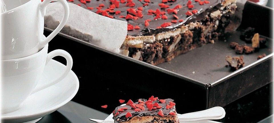 Julebrownie med hjertekrymmel
