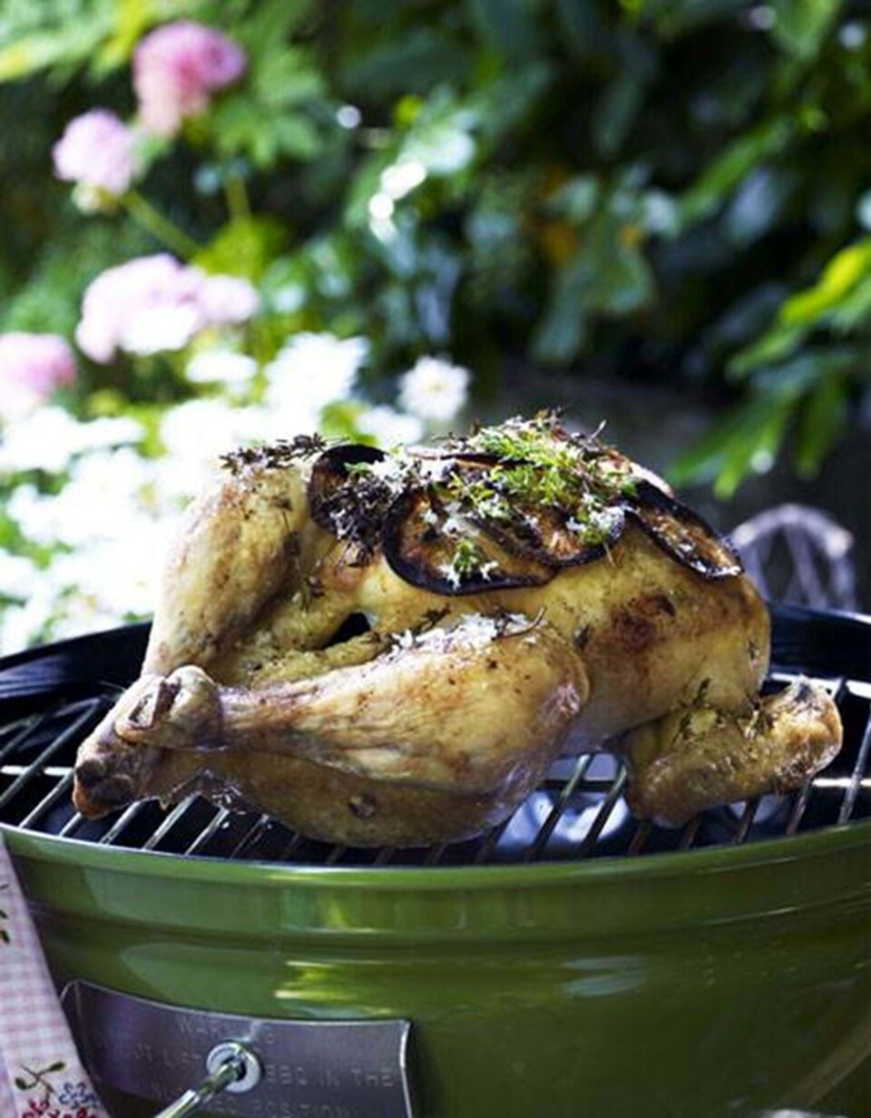 Hel grillkylling med timian og citron