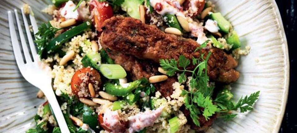 Tabbouleh med frikadeller og harissa-yoghurt