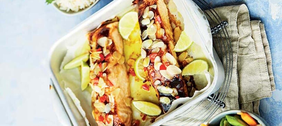 Laks med teriyaki og aspargessalat