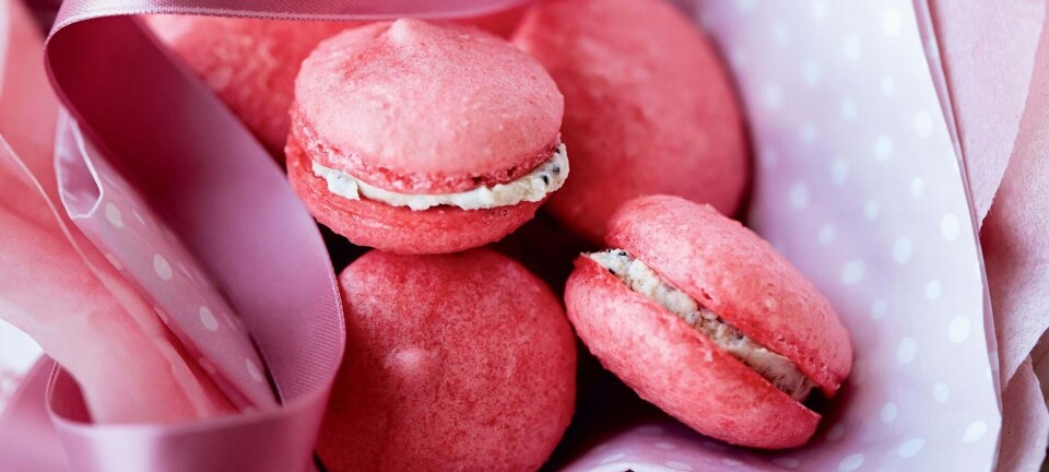 Julemacarons med hvid chokolade og lakrids
