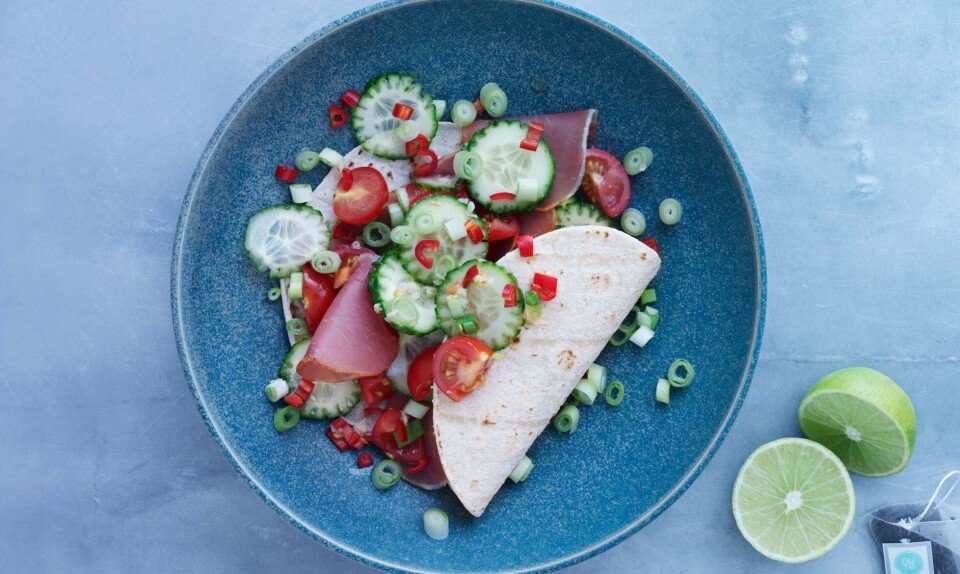 Majstortillas med salsa og lomo secco
