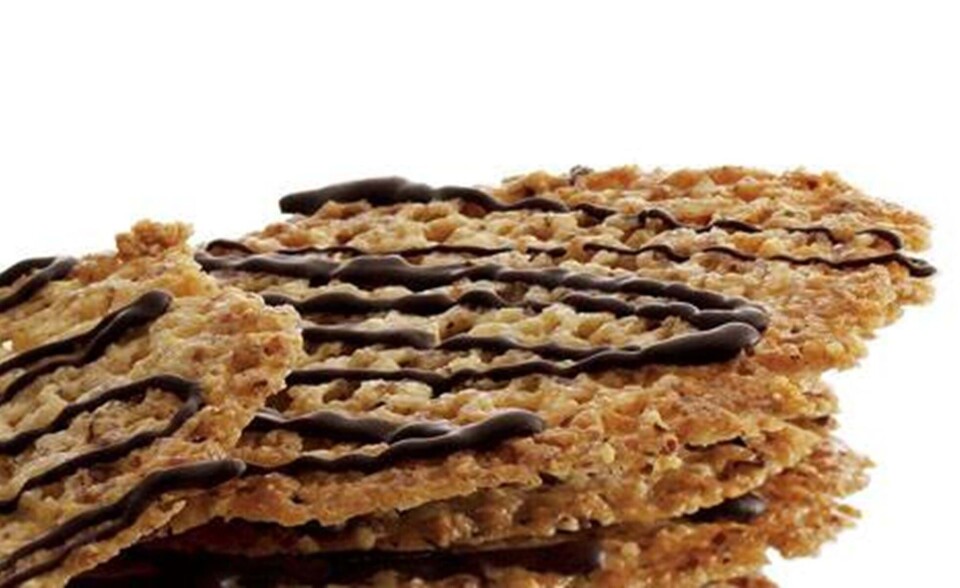 Sprøde mandelkager med chokolade
