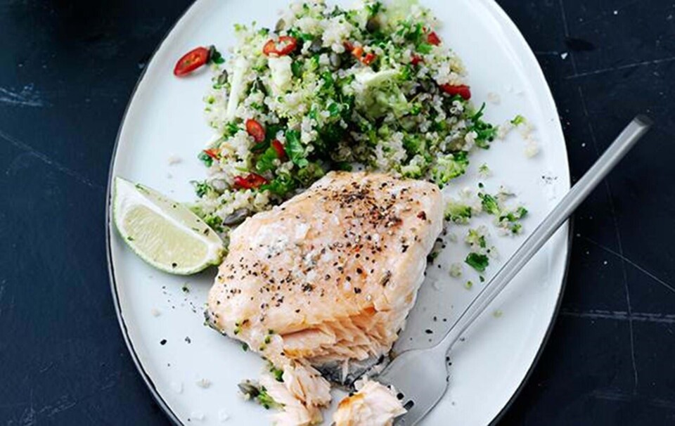 laksefilet med broccoli