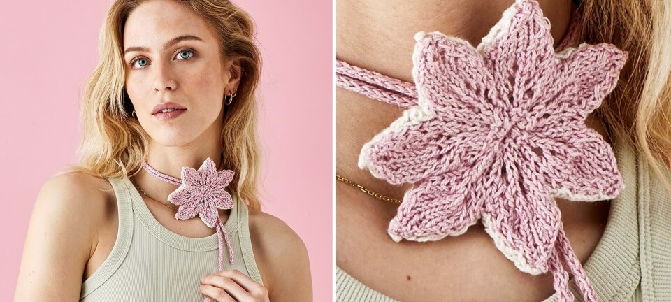 Strik på under ét døgn: Blomst halssmykke på snor