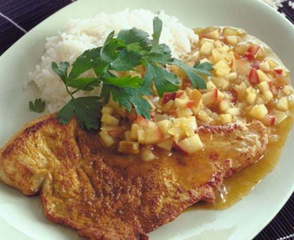 Schnitzler med karry og æble