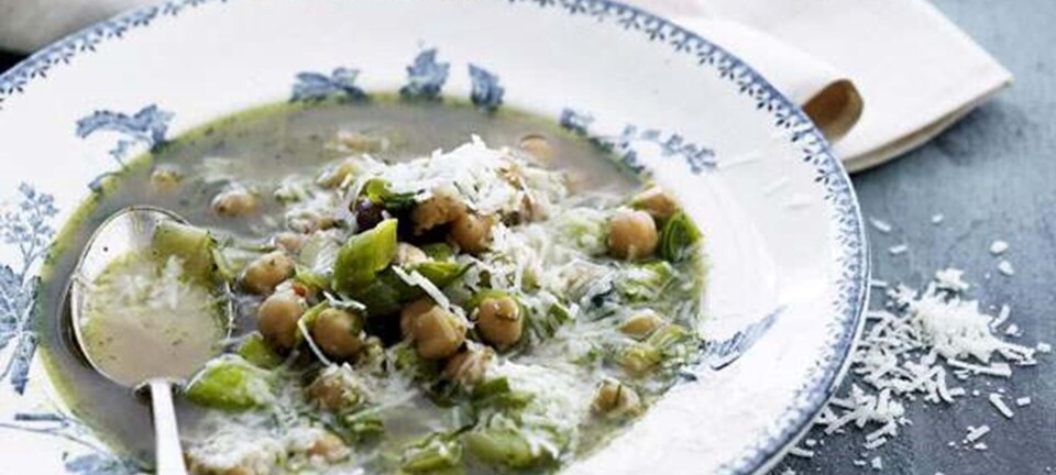 Porre-kikærtesuppe med parmesan