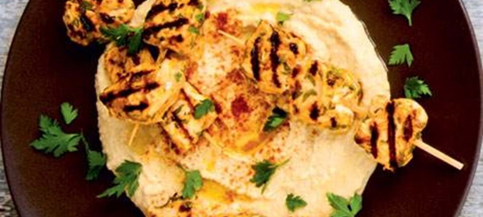 Kyllingekebab med hummus