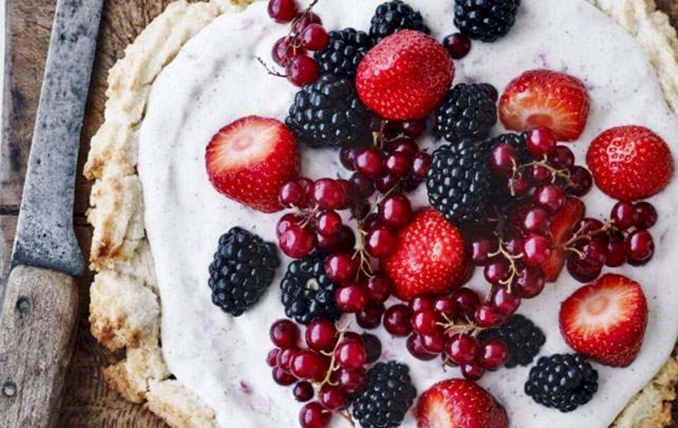 Hindbærkage med kokosbund