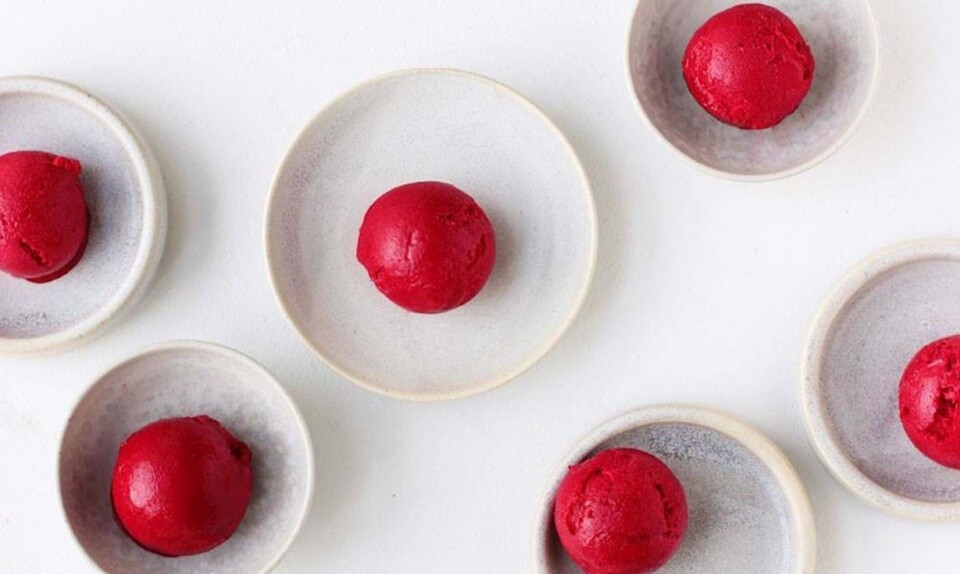 Hjemmelavet hindbærsorbet