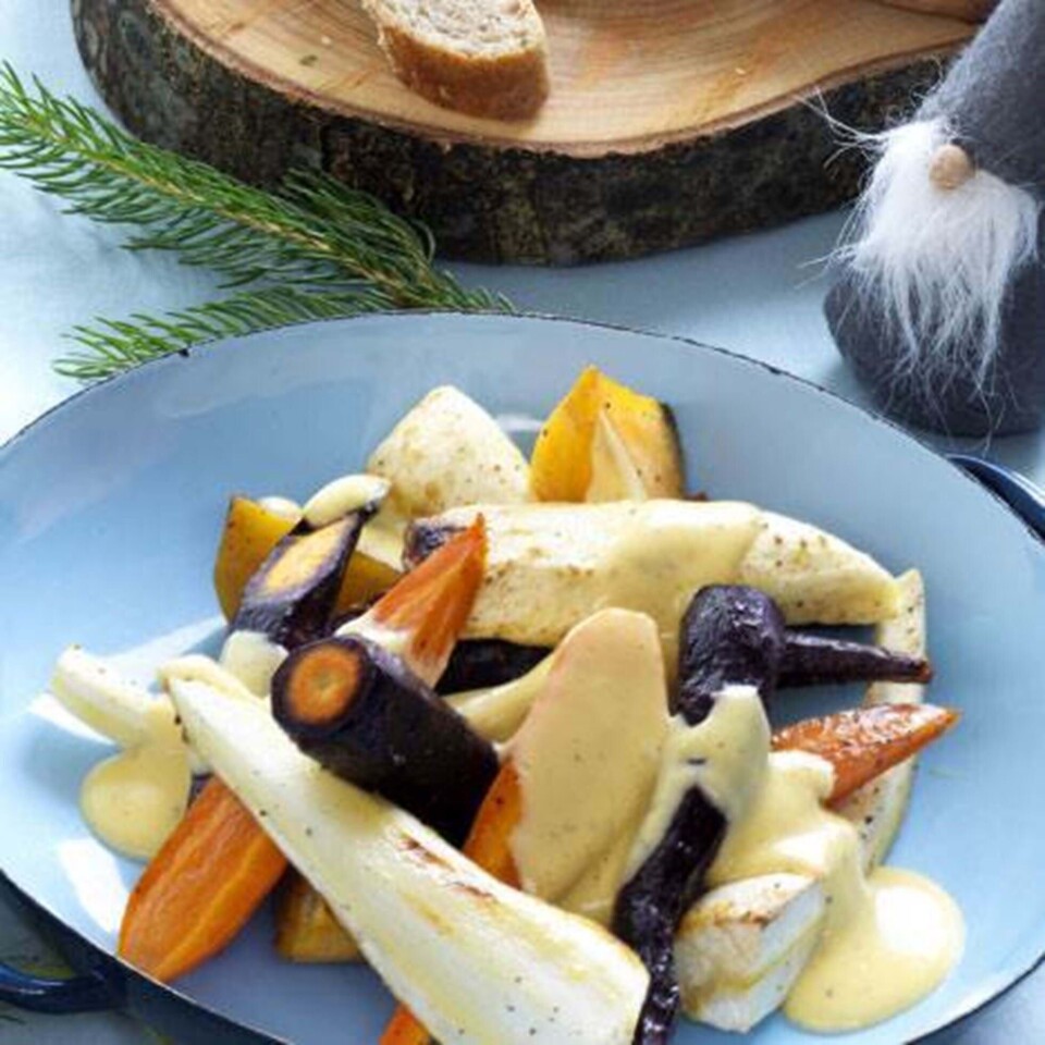 Ristede rodfrugter med granbearnaise