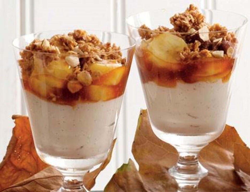 Trifli med bananer i karamel