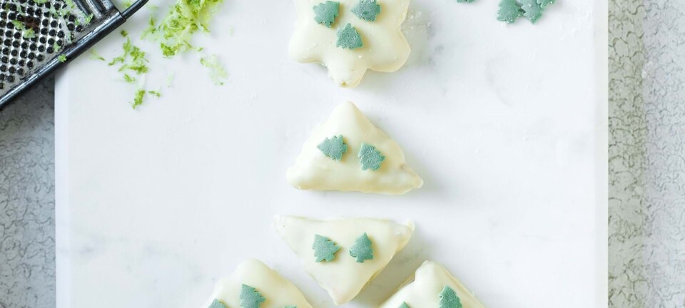 Gin- og limetrekanter med marcipan