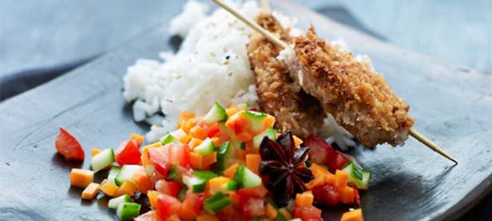 Panang andespyd med ris og sprød sur-sød salat