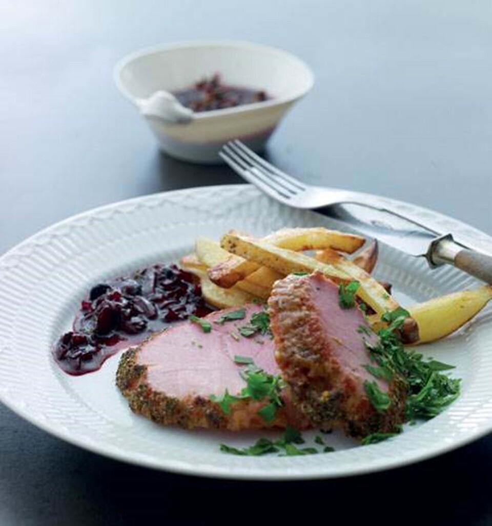 Skinke med blåbærchutney