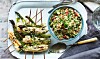 Asparges- og kyllingespyd med frisk couscous salat