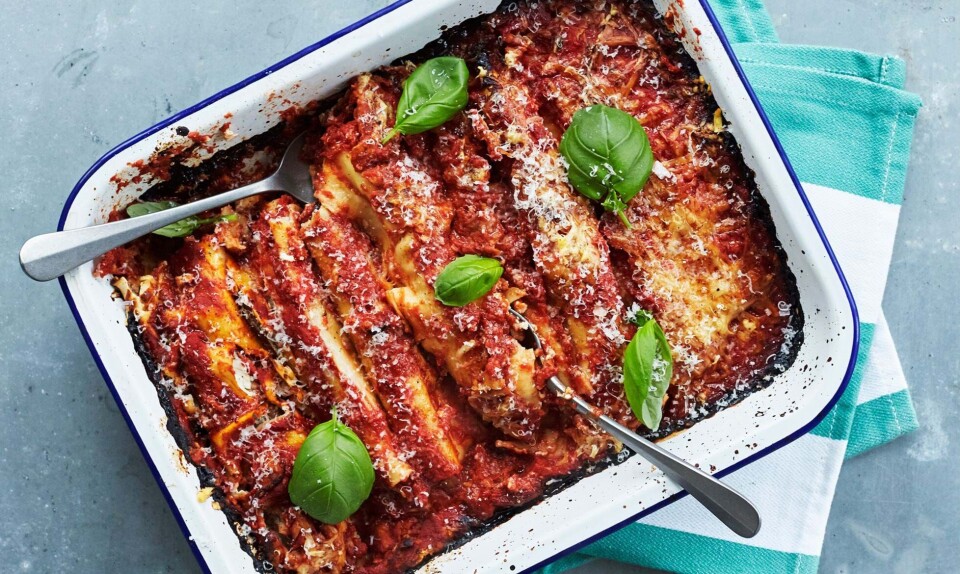 Pastaruller med aubergine