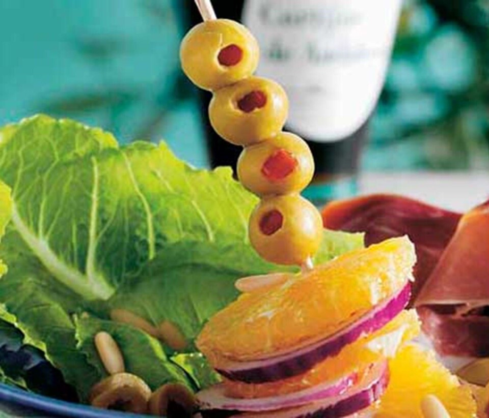 Appelsinsalat med serranoskinke og chiliolivenolie