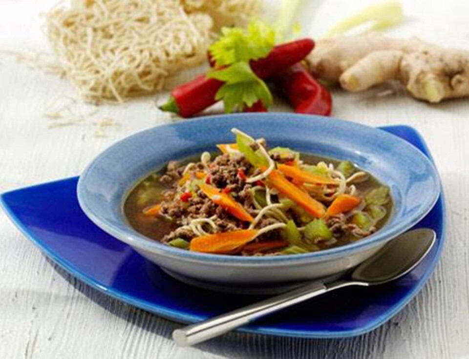 Nudelsuppe med hakkekød