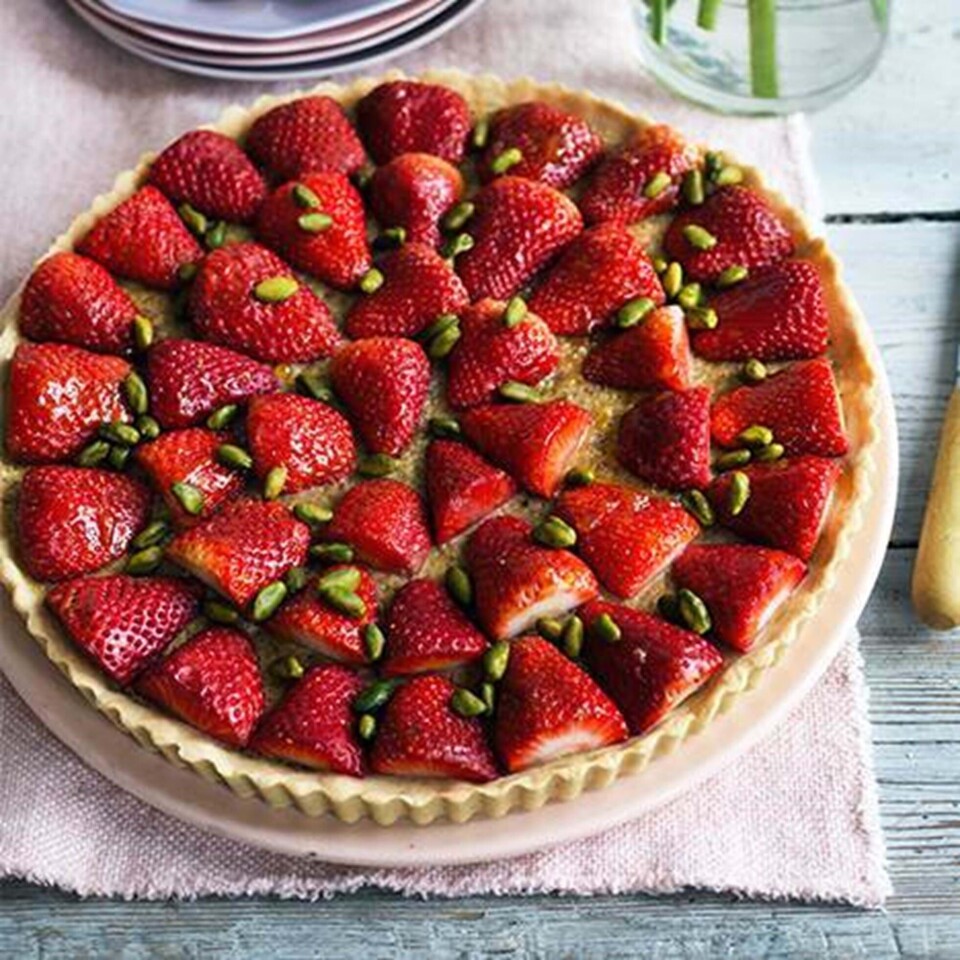 Jordbærtærte med pistaciecreme