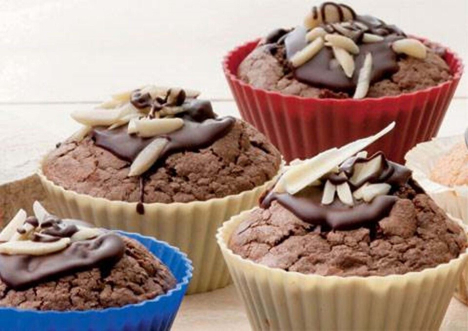 Chokolademuffins med nougatfyld