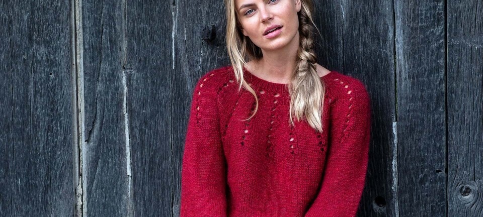 Strik selv: Bluse med hulrÊkker pÄ bÊrestykket