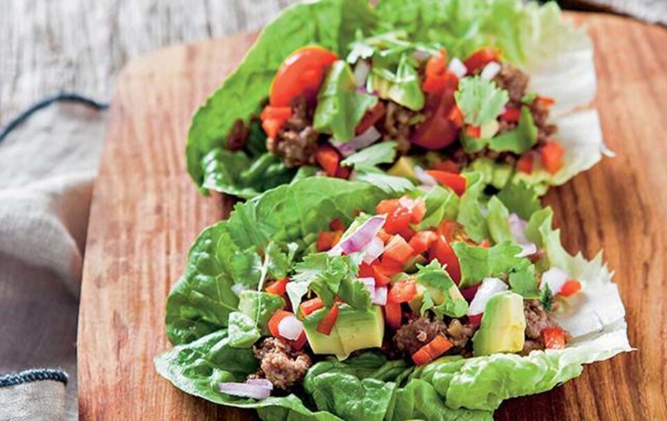 salat tacos med oksekød
