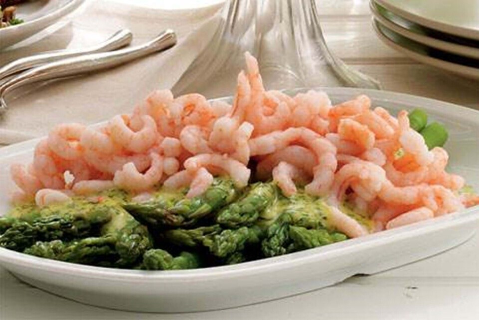 Asparges og rejer med mayonnaise