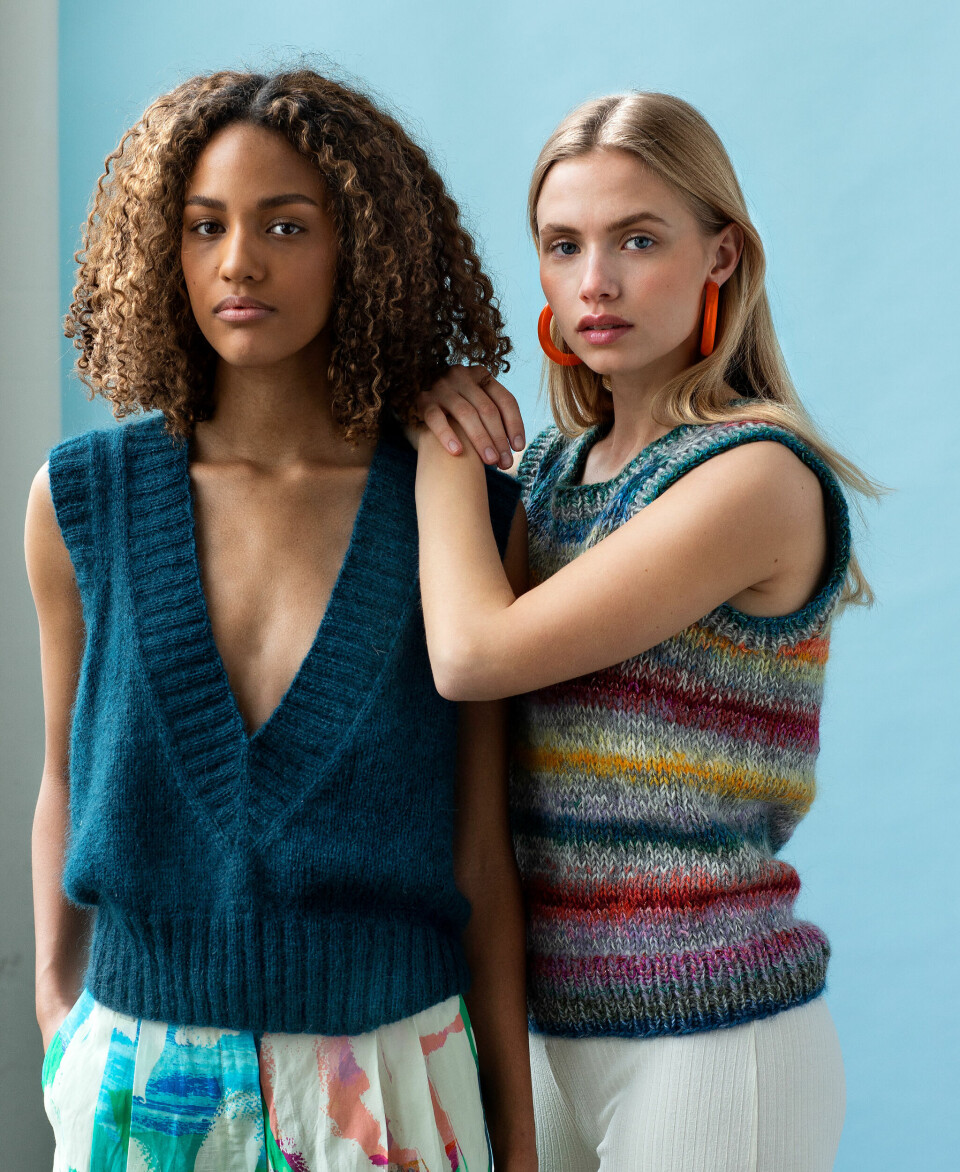 Vest med dyb V-hals strikkeopskrift.