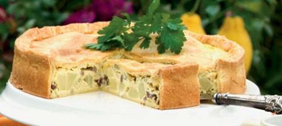 Bacon- og kartoffeltærte