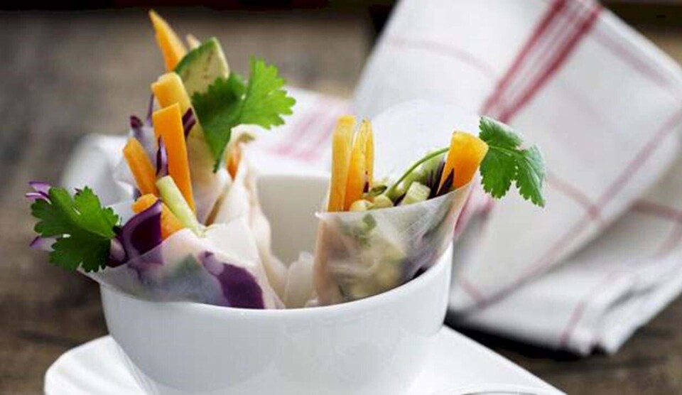 Opskrift på friske forårsruller med rød og hvidkål