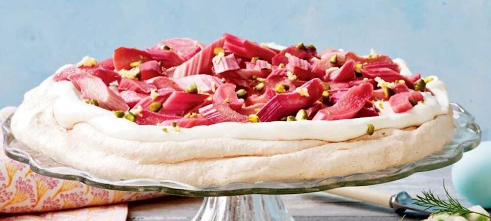 Marengskage med rabarberkompot