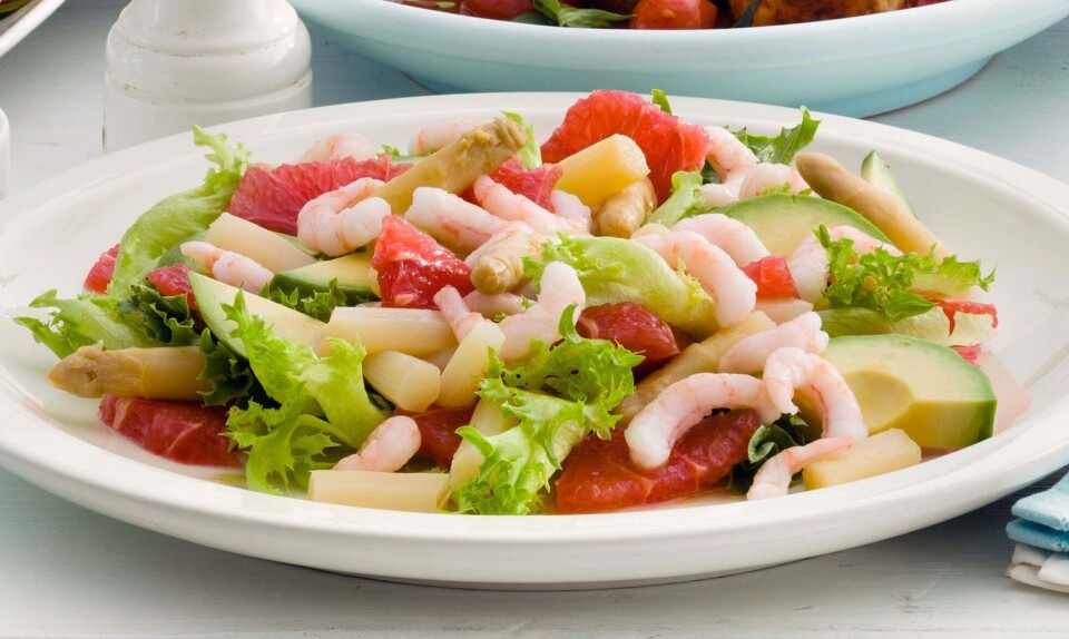 Salat med asparges og rejer