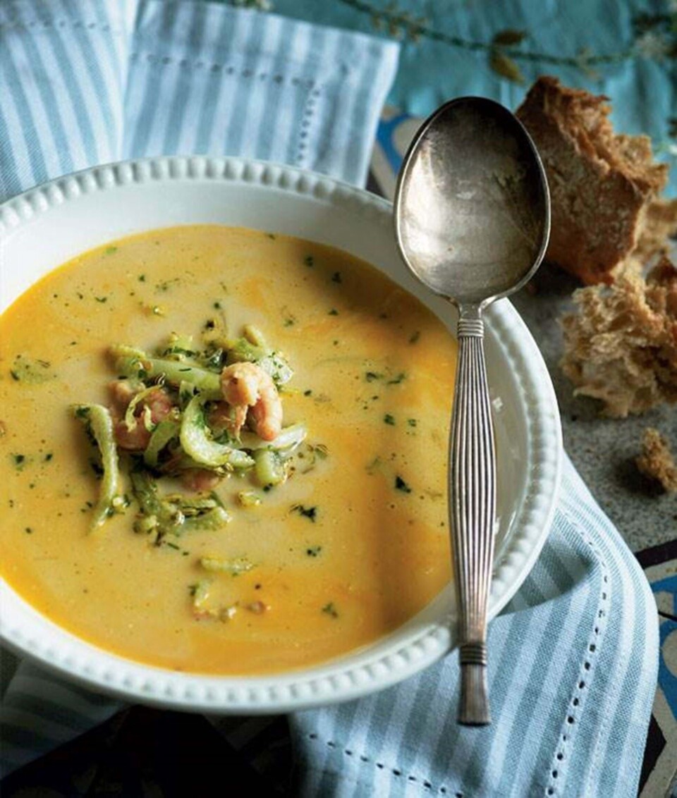 Cremet skaldyrssuppe