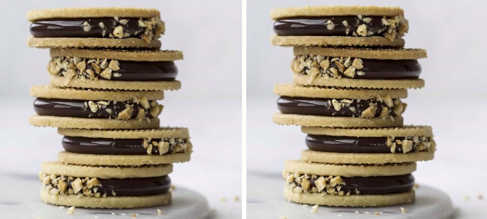 Hjemmelavede chokoladekiks med et drys peanuts