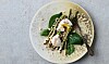Grillede asparges og forårsløg med æg og dukkah