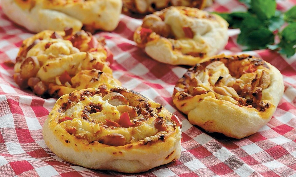 Pizzasnegle med skinke