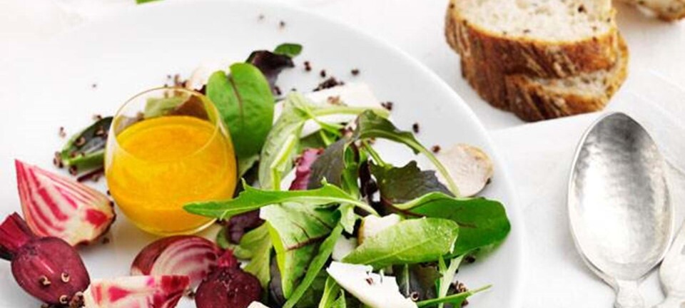 Salat af sort quinoa, bolchebeder og kylling