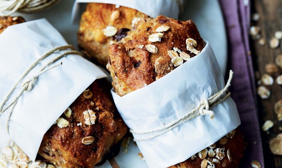 Små myslibar-surdejsbrød med chokolade