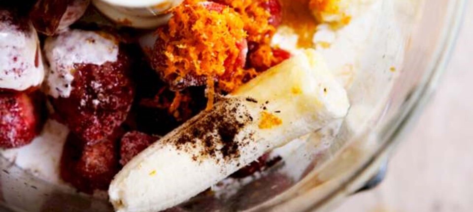 Hindbær-dadel-banan softice