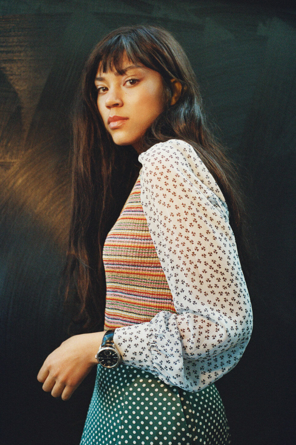 Top, Ba&sh, 950 kr. Skjorte, Just Female, 799 kr. Nederdel, Alexa Chung, 3.090 kr. Ur, Rolex, 137.850 kr.