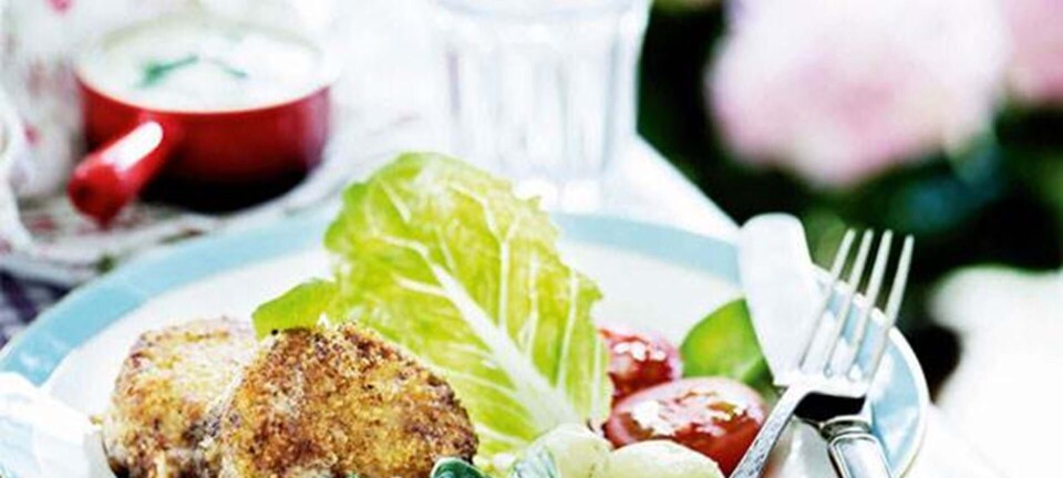 Krebinetter med stuvet spinat