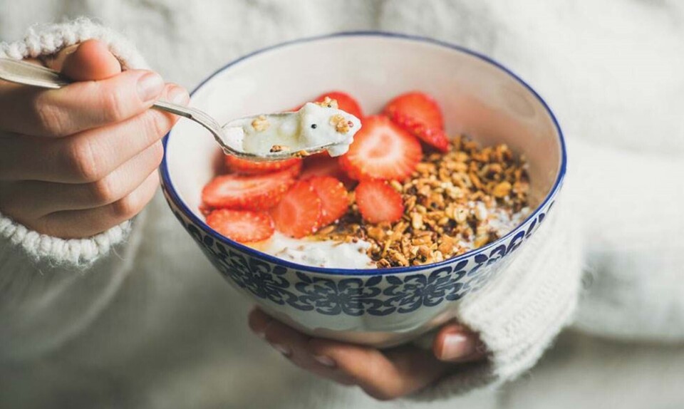 Yoghurt med jordbær og mysli