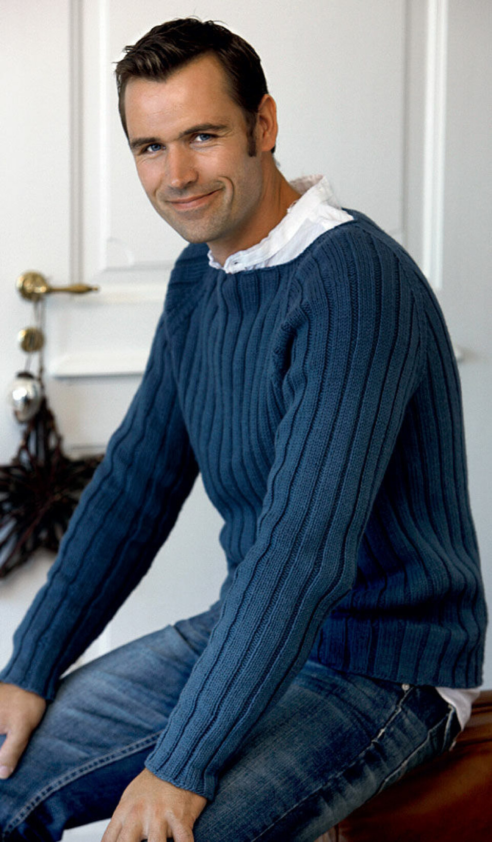 Herresweater i rib