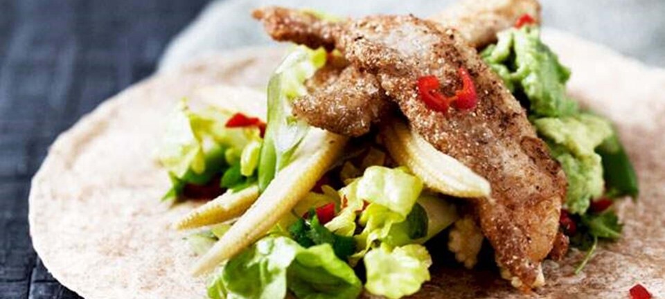 Wraps med sprød fisk og avocado