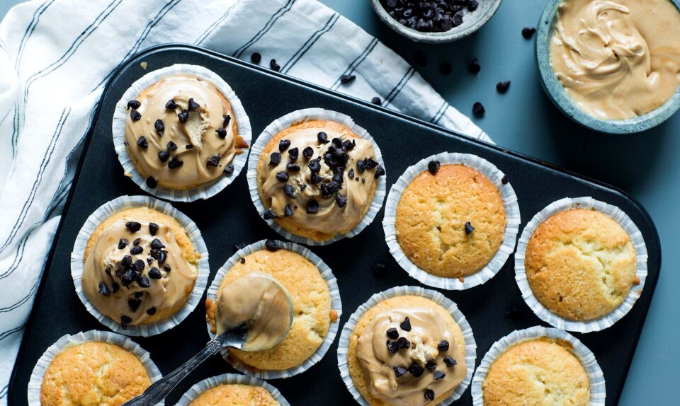 Cupcakes med kaffe- og karamelcreme