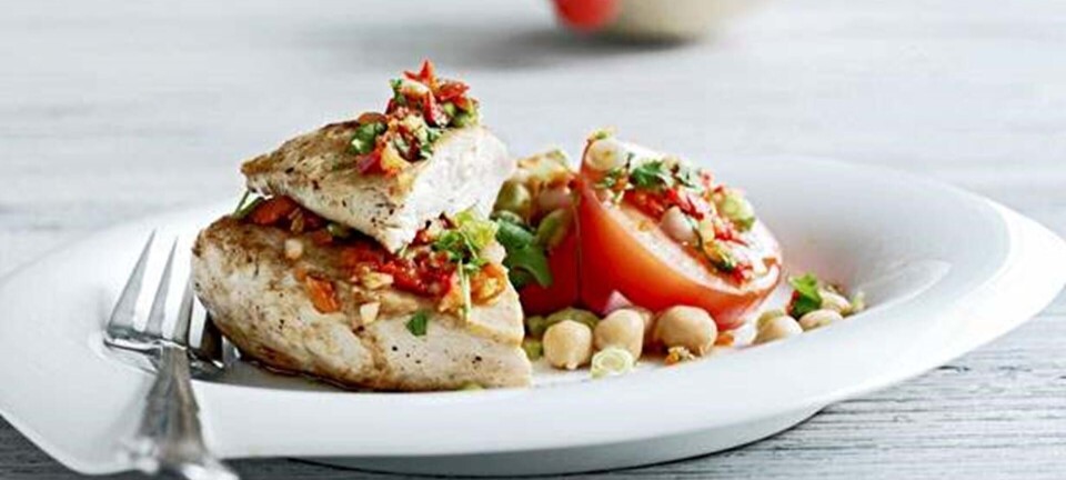 Grillet kyllingebryst med koriander-chili-sauce