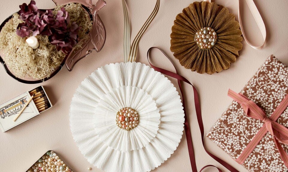 julepynt af stof og papir