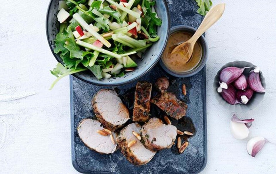 svinemørbrad med grøn salat