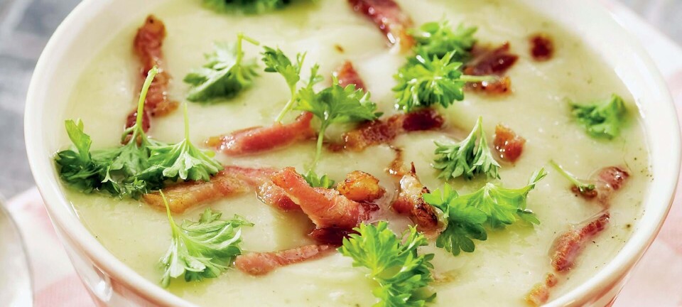 Selleri-kartoffel-suppe med porre og bacon